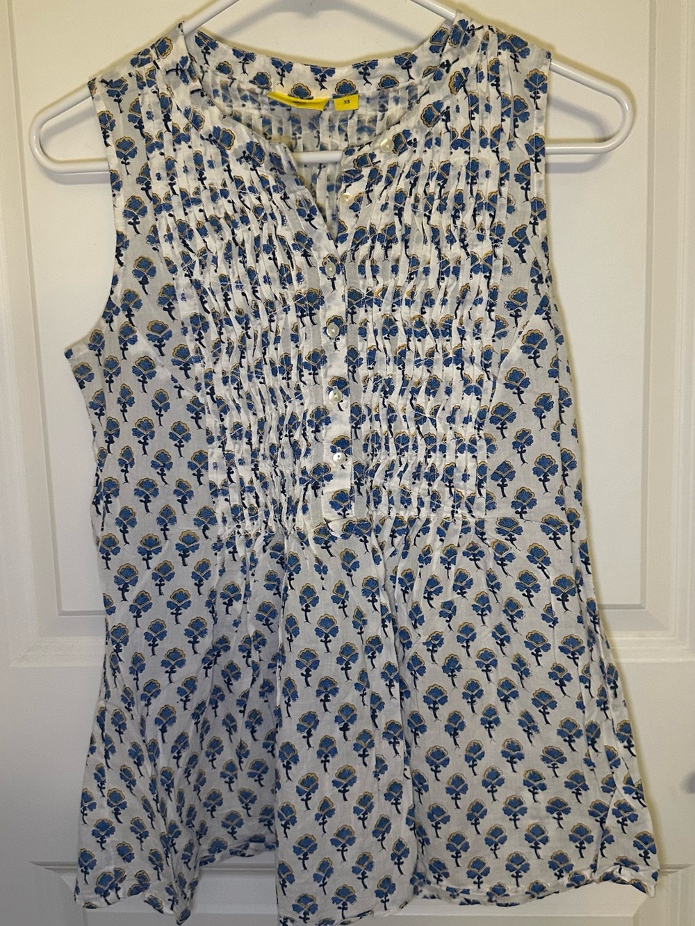Roberta Roller Rabbit White Tank Top with Blue Floral Print